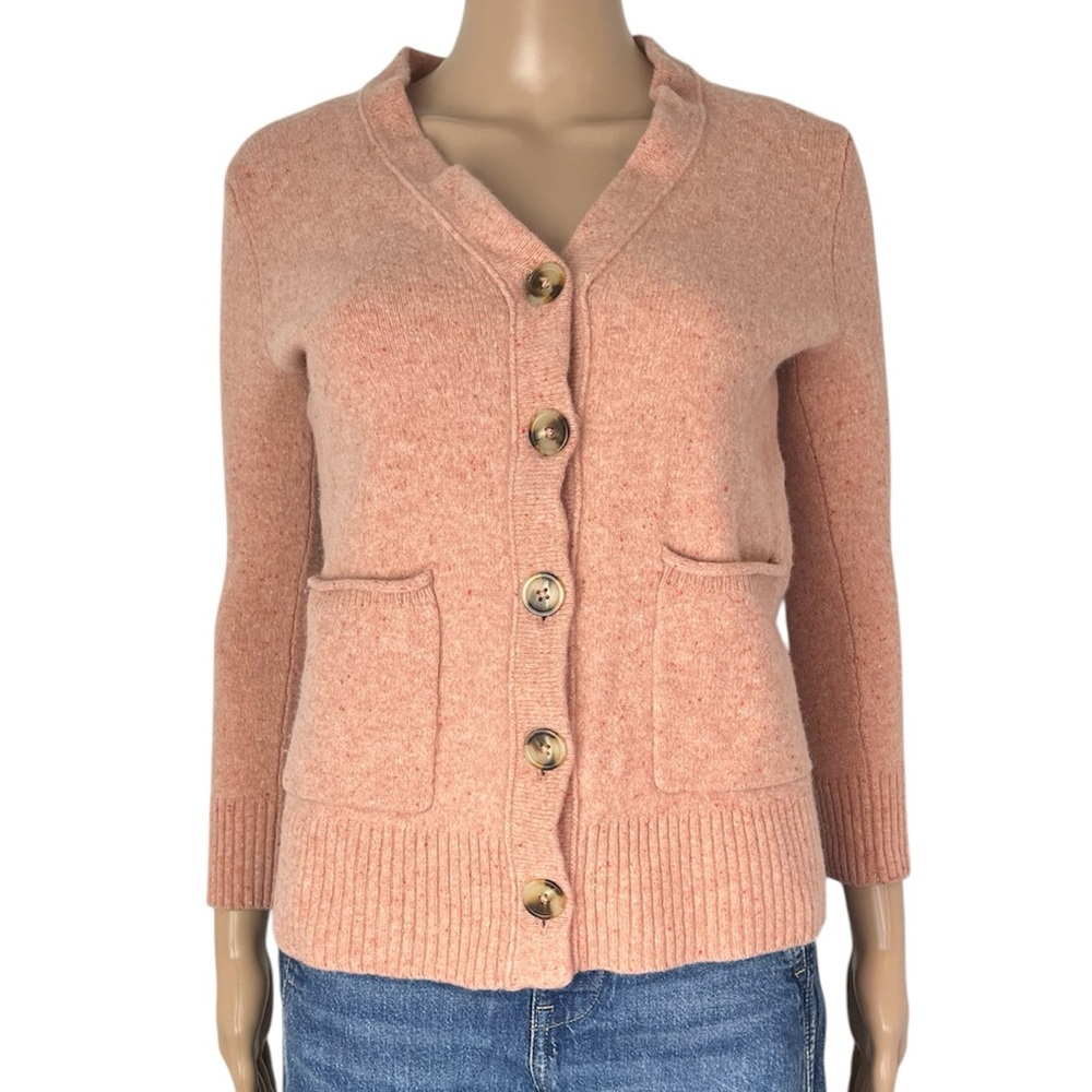 Madewell Merino Wool Button Up Pink Peach Sweater Cardigan